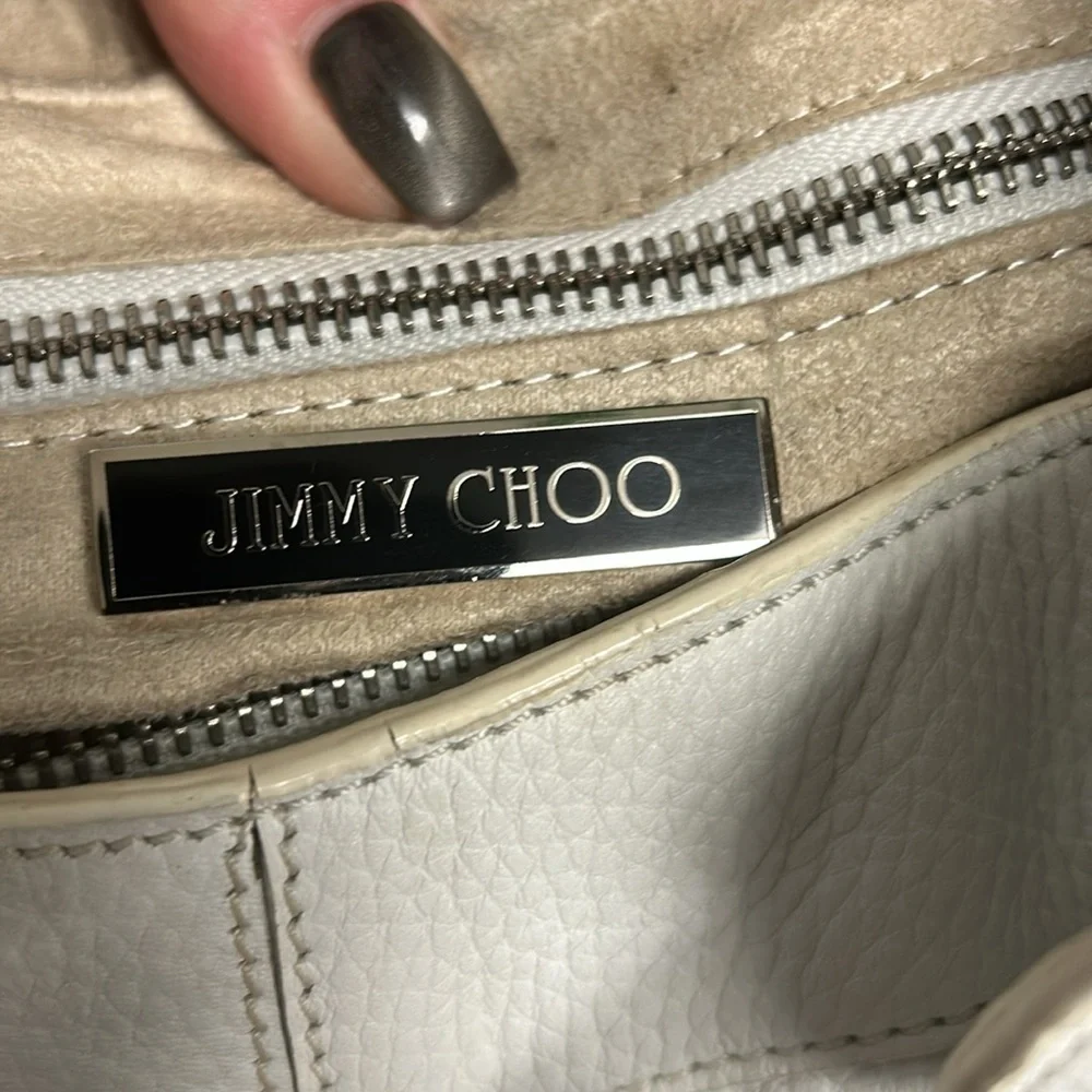 🤍 JIMMY CHOO White Pebbled Bag – Preloved Luxury 🤍